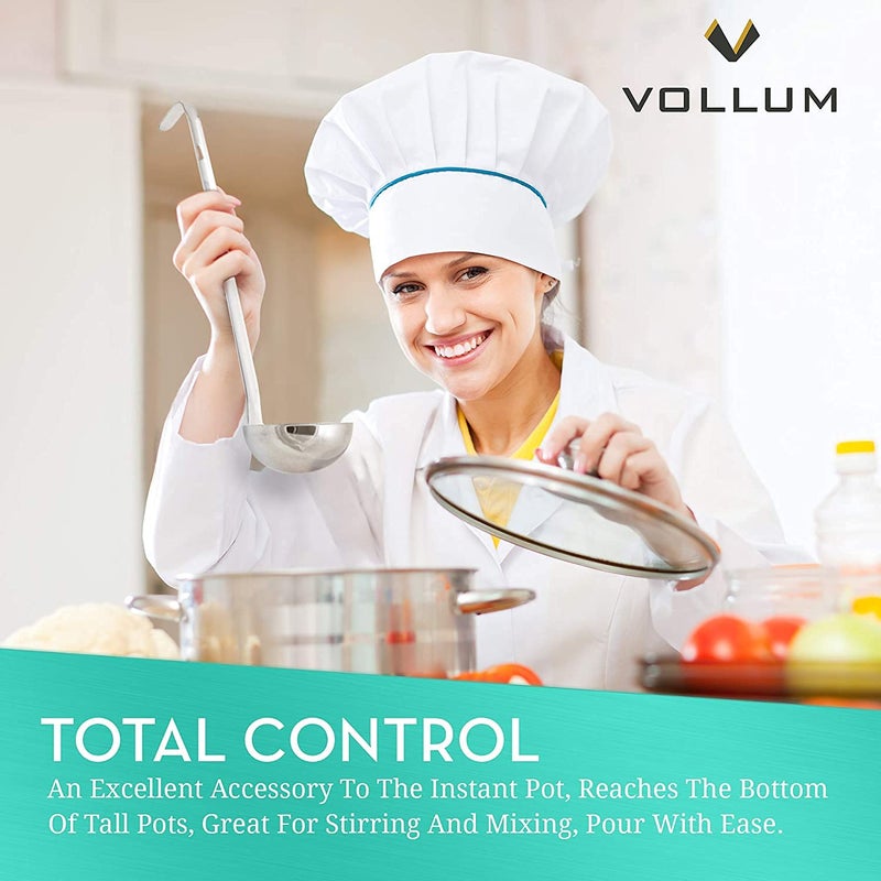Vollum 1-Piece Ladle Heavy Duty Thick Stainless Steel - 4 Ounce (3.1" Bowl Diameter, 12.25" Handle Length) - Image 4